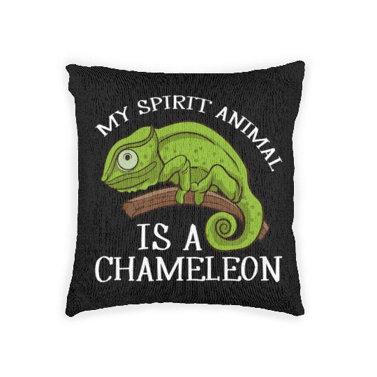 My Spirit Animal Is A Chameleon Lizard Chameleon Woven Pillows