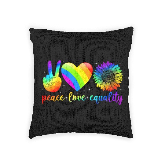 Peace Love Equality Lesbian Gay LGBT Pride Month R Woven Pillows