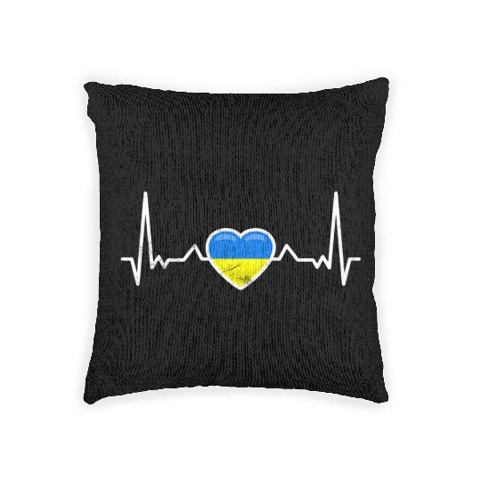 Heartbeat Ukraine Heart Ukrainian Flag Woven Pillows
