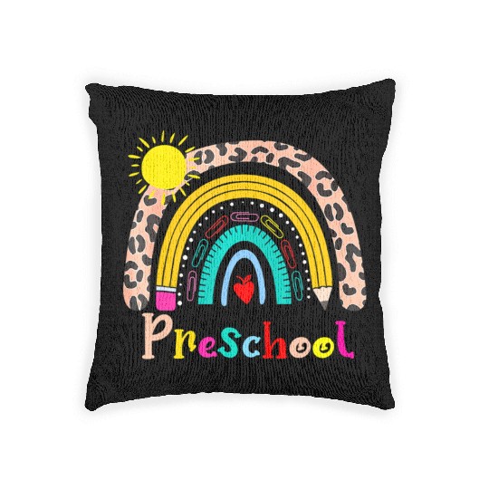 Team Preschool Squad Back To School Rainbow Teache Woven Pillows