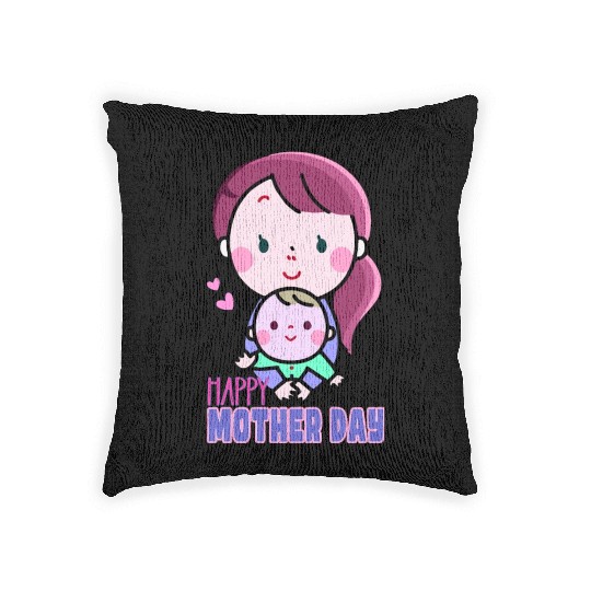 mothers Day - i was Teddy bear of my mom :) Woven Pillows