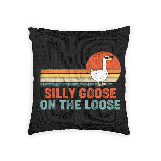 Silly Goose On The Loose Saying Woven Pillows