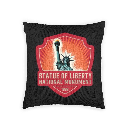 statue of liberty national monument Woven Pillows