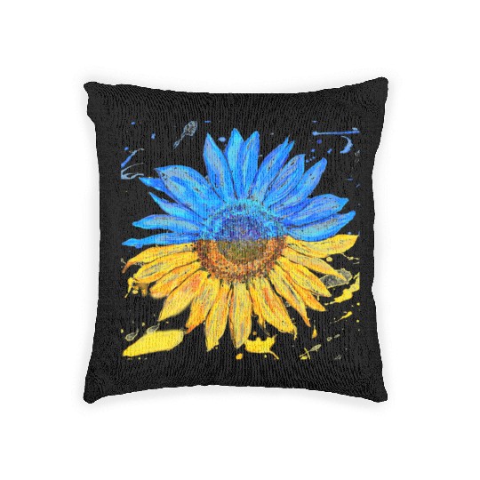 Ukraine Flag Sunflower Ukrainian Support Woven Pillows