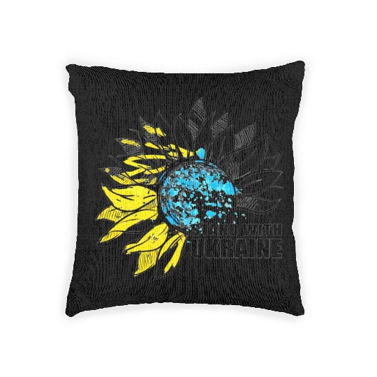Sunflower Ukrainian Flag I Stand With Ukraine Ukra Woven Pillows