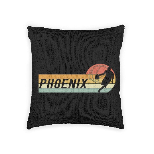 Phoenix Az Cityscape Sun Basketball Fans Woven Pillows