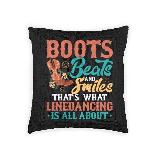 Linedancing Boots Beats And Smiles Western Country Woven Pillows