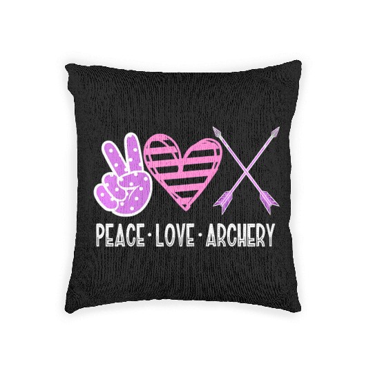 PEACE LOVE ARCHERY Bow & Arrow Shooting n Girls Wo Woven Pillows