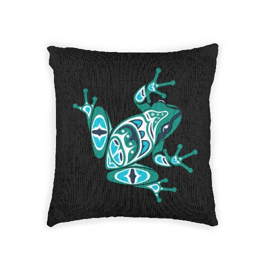 Native American Indian Style Frog Pacific Northwes Woven Pillows