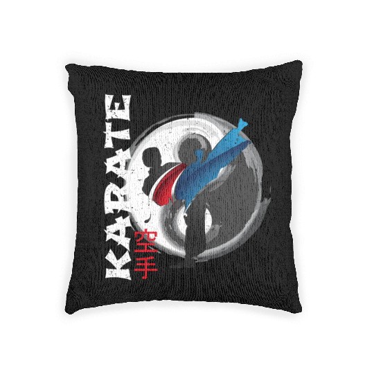 Martial Side Kick Ying Yang Karate Woven Pillows