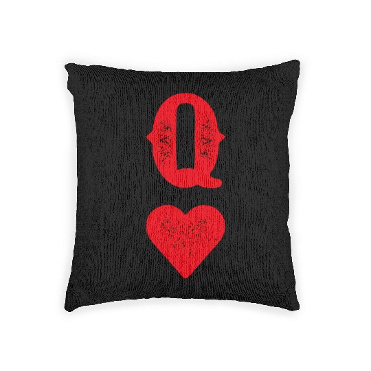 Queen Of Hearts Blackjack Cards Poker 21 Q Woven Pillows