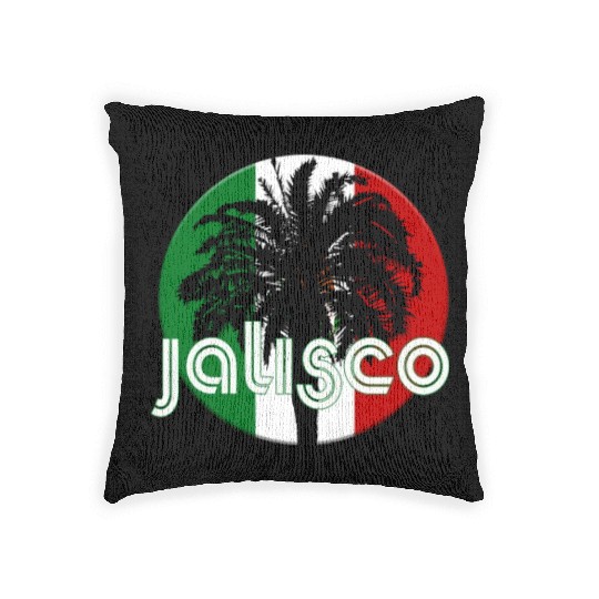 Jalisco Mexico Flag Native Palm Tree Mexican Woven Pillows