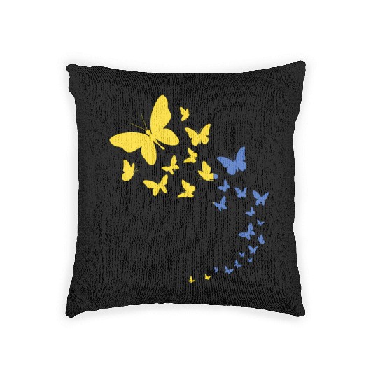 Ukraine Flag Ukrainian Butterfly Peace In Ukraine Woven Pillows