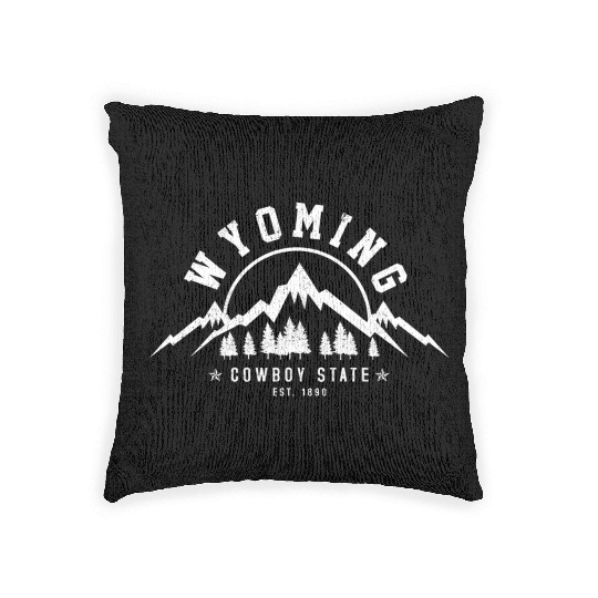 Wyoming The Cowboy State Est 1890 Mountains Woven Pillows