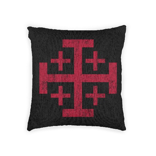 Distressed Jerusalem Cross Knights Templar Woven Pillows