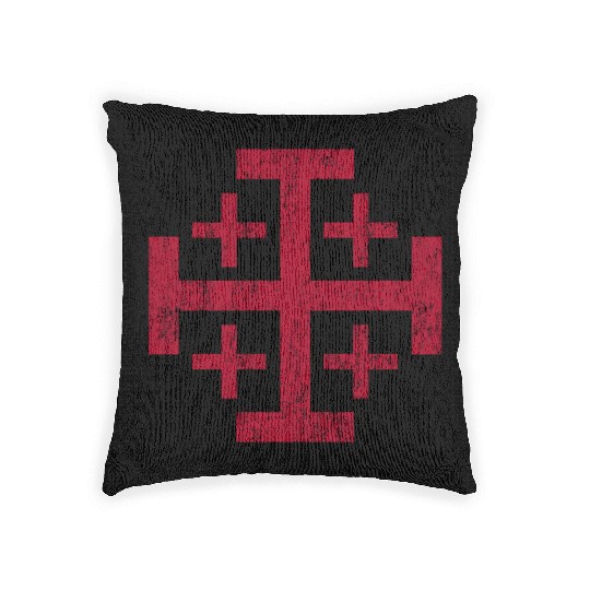 Distressed Jerusalem Cross Knights Templar Woven Pillows