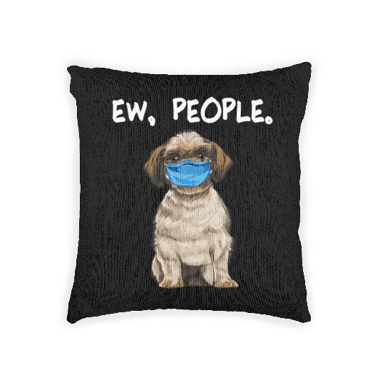 Shih Tzu Ew People Dog Wearing Face Woven Pillows