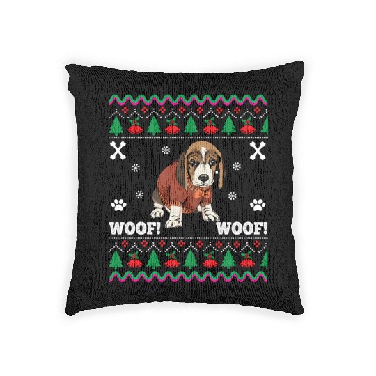Dog Ugly Woof Beagle Woven Pillows