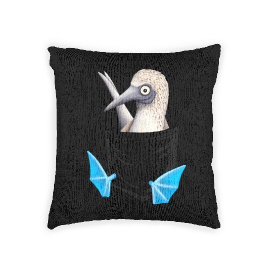 Bird Drawing Fancy Blue Foot Booby In Pocket Woven Pillows