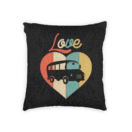 Love School Bus Woven Pillows