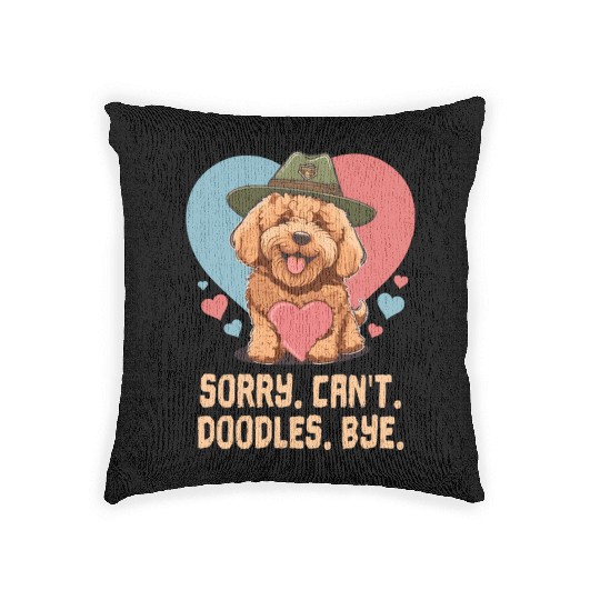 Sorry Can't Doodles Bye Goldendoodle Dog Dad Woven Pillows