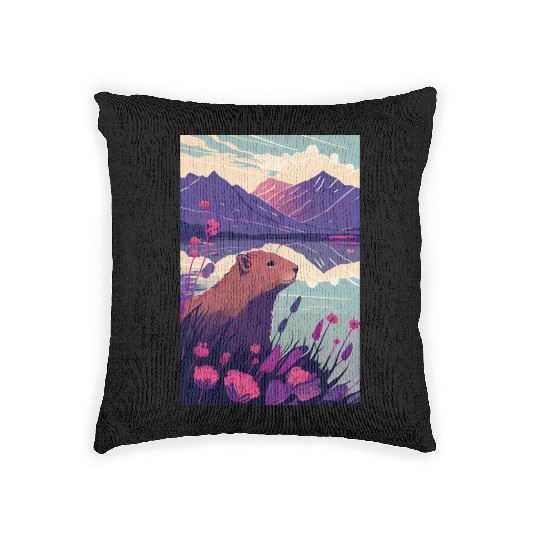 Capybara Nature Capibara Woven Pillows