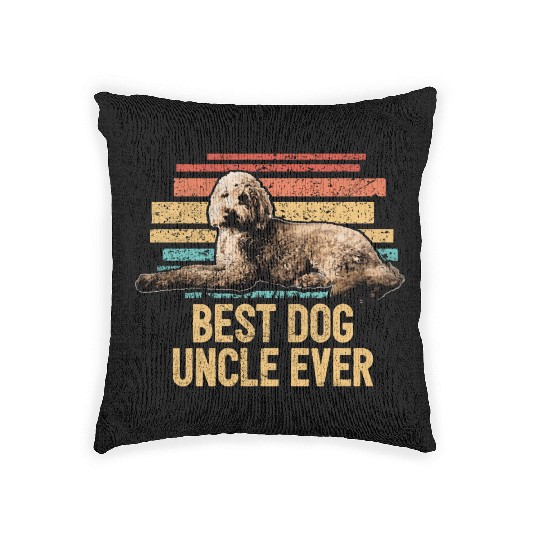 Best Dog Uncle Ever Goldendoodle Dog Dad Retro Woven Pillows