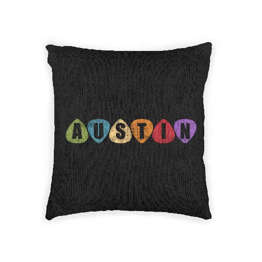 Austin Texas Music Guitar Pic Tx Woven Pillows