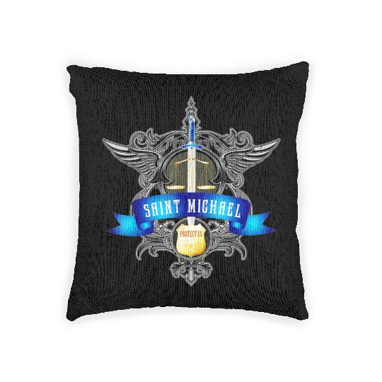 Saint Michael Patron Saint of Police Officers Woven Pillows
