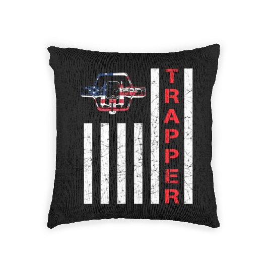 American Flag Trapping For Trappers And Hunters Woven Pillows