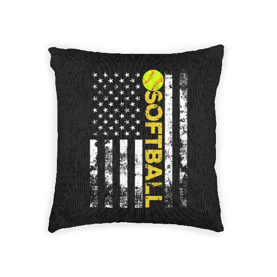 American Flag Softball Team Woven Pillows