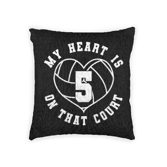 Volleyball Mom Dad Saying Player Jersey Number 5 Woven Pillows