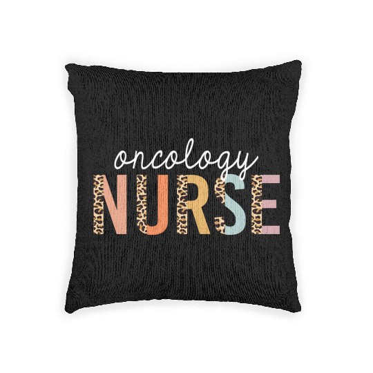 Oncology Nurse Leopard Print Nursing School Woven Pillows