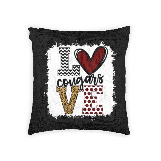 Cougars Mascot Love School Spirit Fantastic Woven Pillows