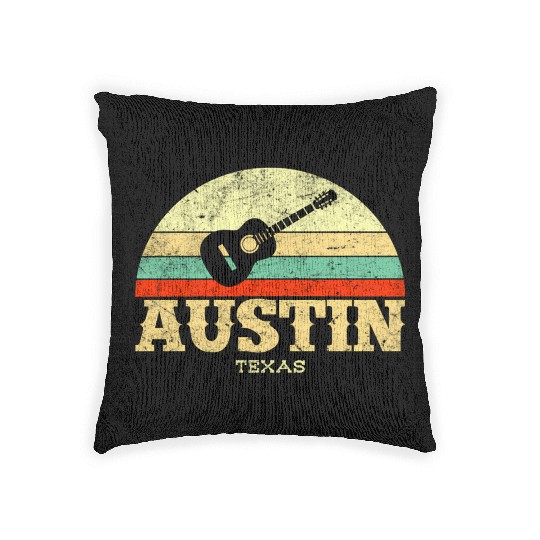Austin Texas Guitar Lone Star State Woven Pillows