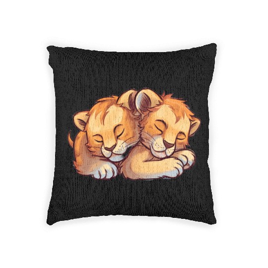 Sleeping Lion Cubs Woven Pillows