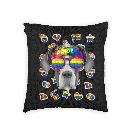 Lgbt Great Dane Gay Pride Month Dog Woven Pillows