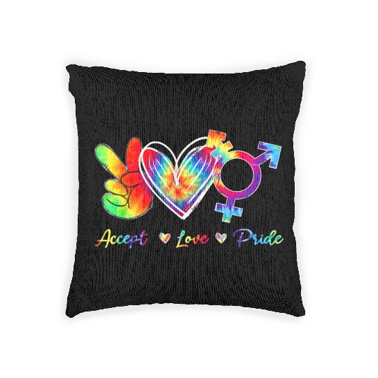 Peace Love Pride Rainbow Tie Dye Gay LGBT Pride Woven Pillows