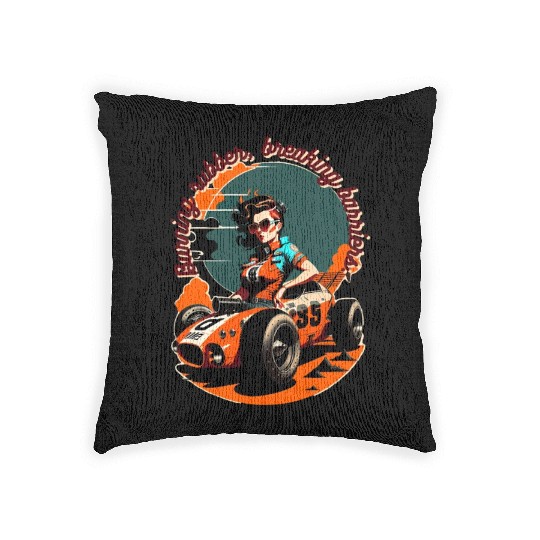 Diesel Diva: A Retro Driver Design v1 Woven Pillows