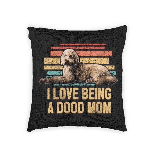 I Love Being A Doodle Mom Retro Goldendoodle Dog Woven Pillows