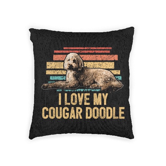 I Love My Doodle Retro Goldendoodle Dog Dad Woven Pillows
