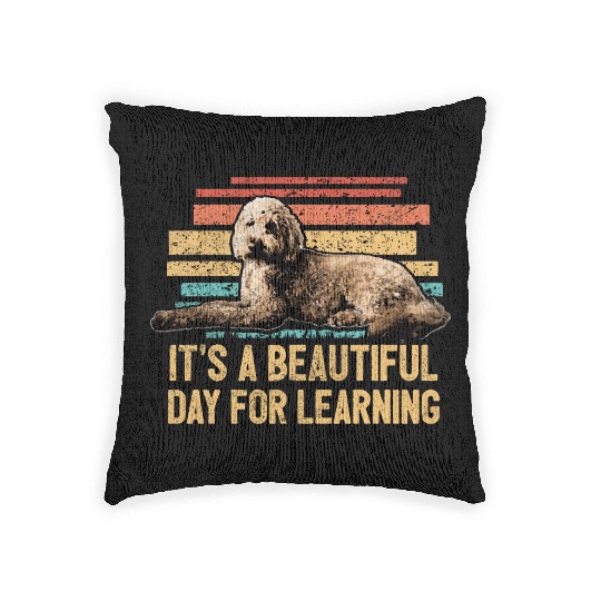 Beautiful Day For Learning Goldendoodle Dog Retro Woven Pillows