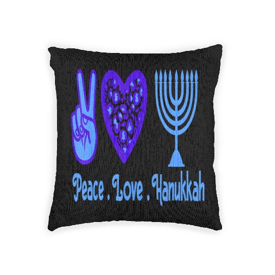 Peace Love Hanukkah 2021 Jewish Menorah Hanukkah C Woven Pillows