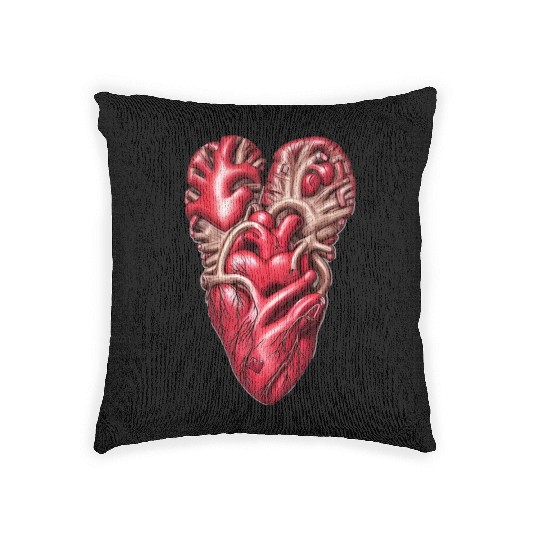 real realistic human heart Woven Pillows