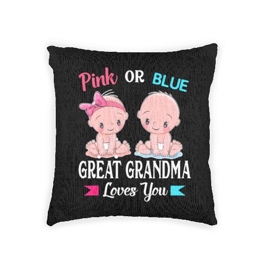 Pink or Blue Great Grandma Loves You Woven Pillows