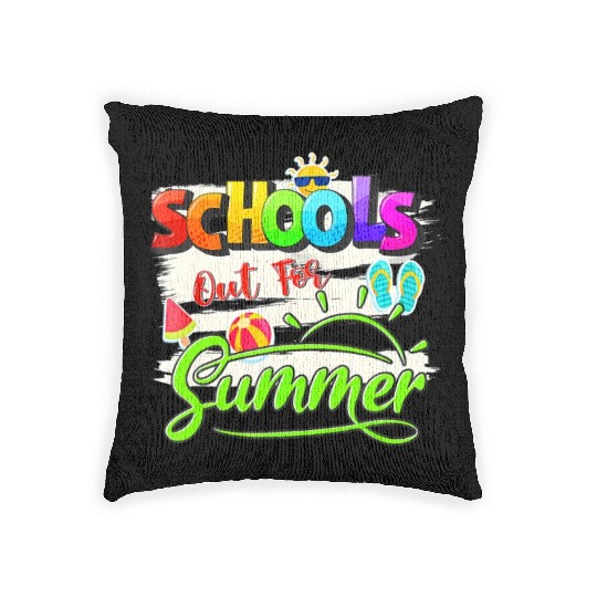 Schools Out For Summer Lover Funny Teacher Student Woven Pillows
