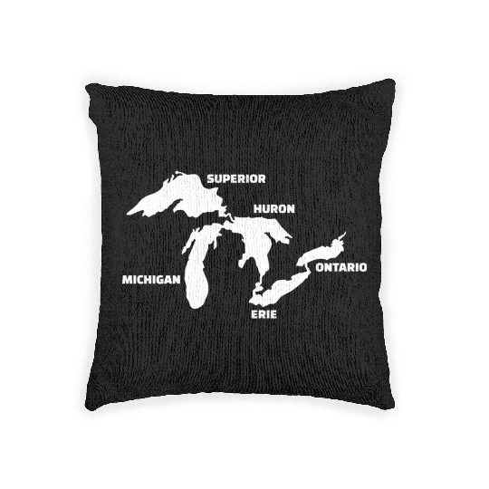 Great Lakes Map Woven Pillows