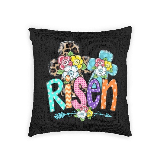 Happy Easter For Christian Mom He Is Risen Leopard Woven Pillows