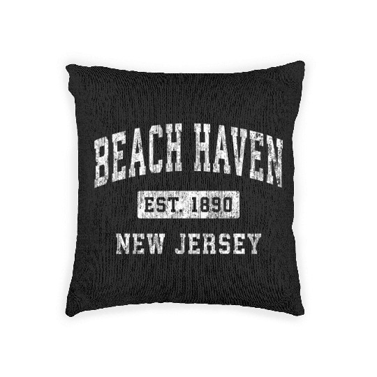 Beach Haven New Jersey Nj Established Sports Woven Pillows