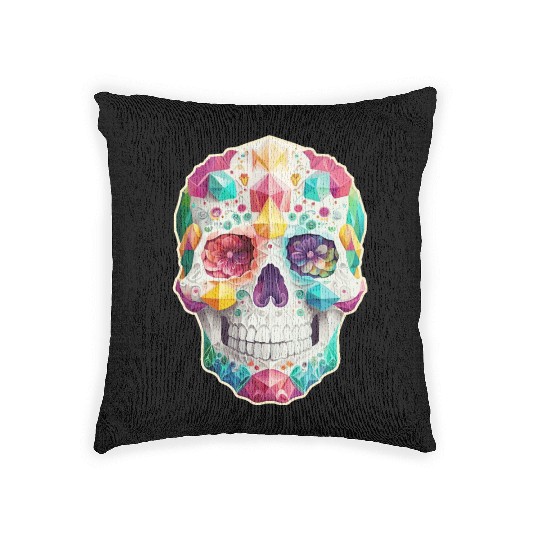 Jeweled Sugar Skull Woven Pillows